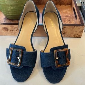 Talbots Leona Buckle Denim D’Orsay Flats size 9.5
